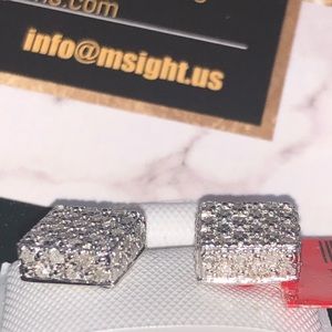 10k White Gold Vermeil Natural Earth Diamond Earrings, Real Diamond earrings